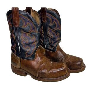 Double H Oil Resistant Two Tone Western Work Boots Multicolor Embroidery Mens 9
